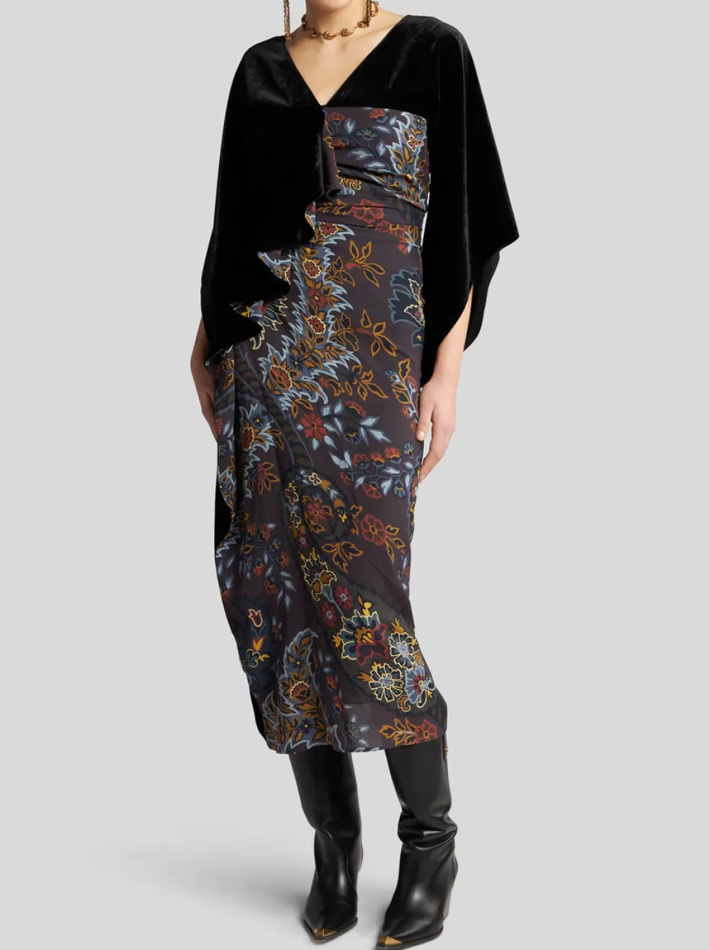 Donna ETRO Abiti>ABITO MIDI CON STAMPA PAISLEY