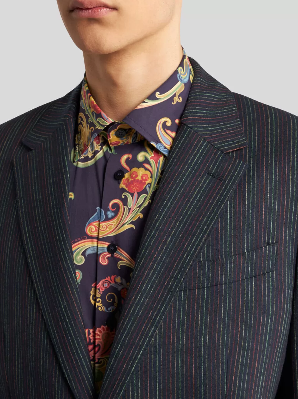 Uomo ETRO Giacche>BLAZER GESSATO IN LANA