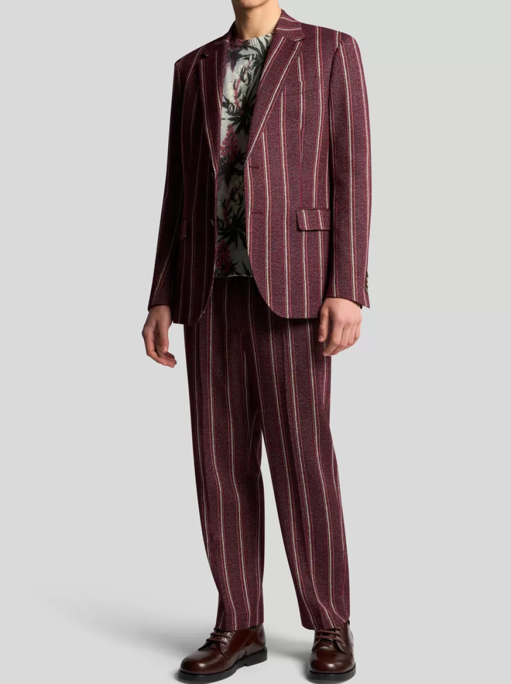 Uomo ETRO Giacche>BLAZER IN COTONE E LANA A RIGHE