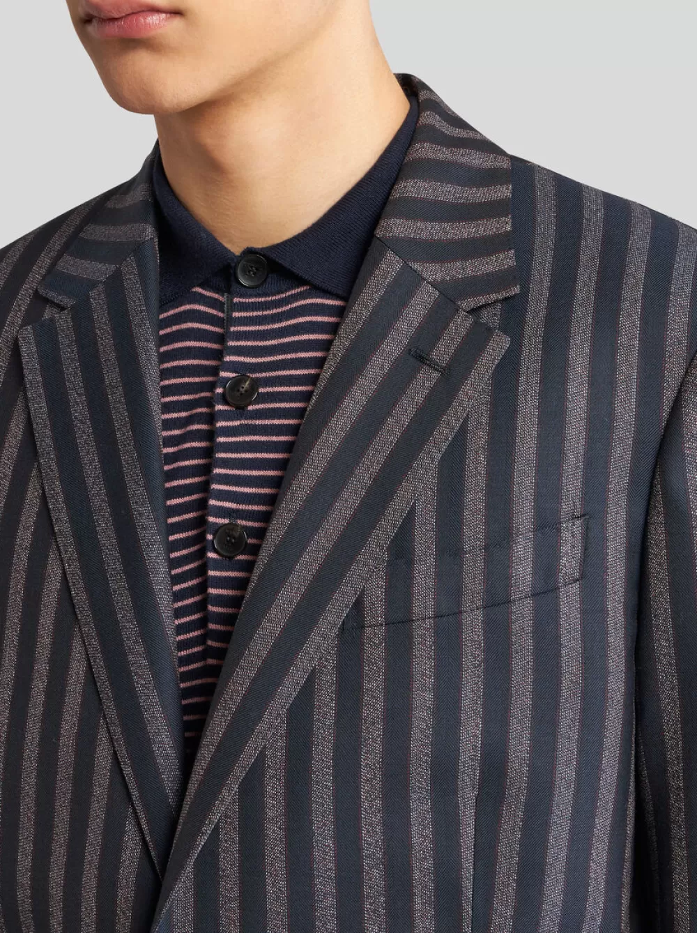 Uomo ETRO Giacche>BLAZER IN LANA E COTONE A RIGHE