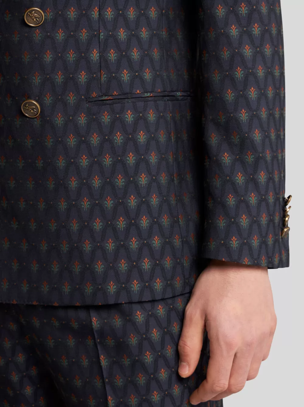 Uomo ETRO Giacche>BLAZER IN LANA E COTONE JACQUARD