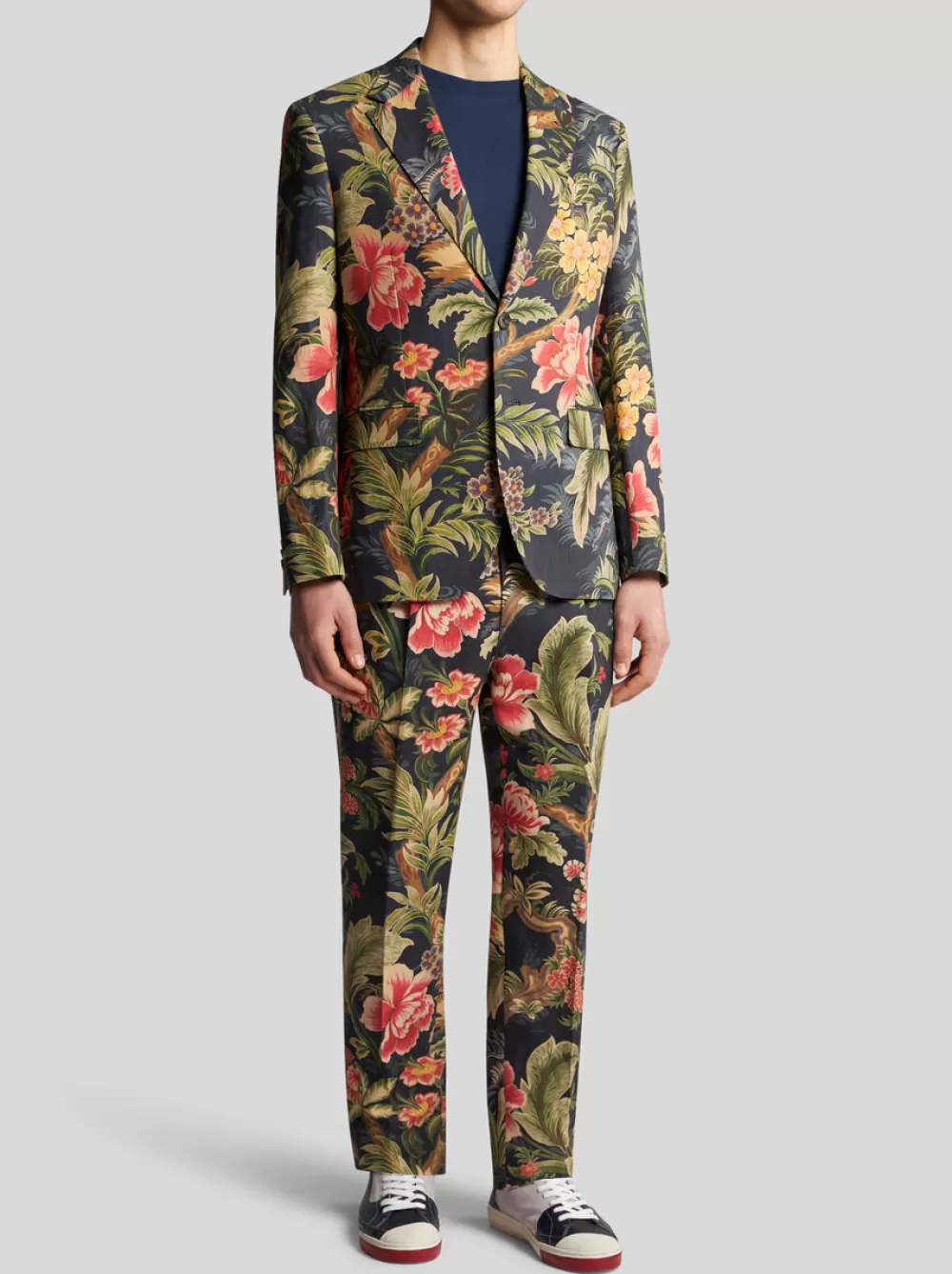 Uomo ETRO Giacche>BLAZER IN LINO E COTONE CON STAMPA