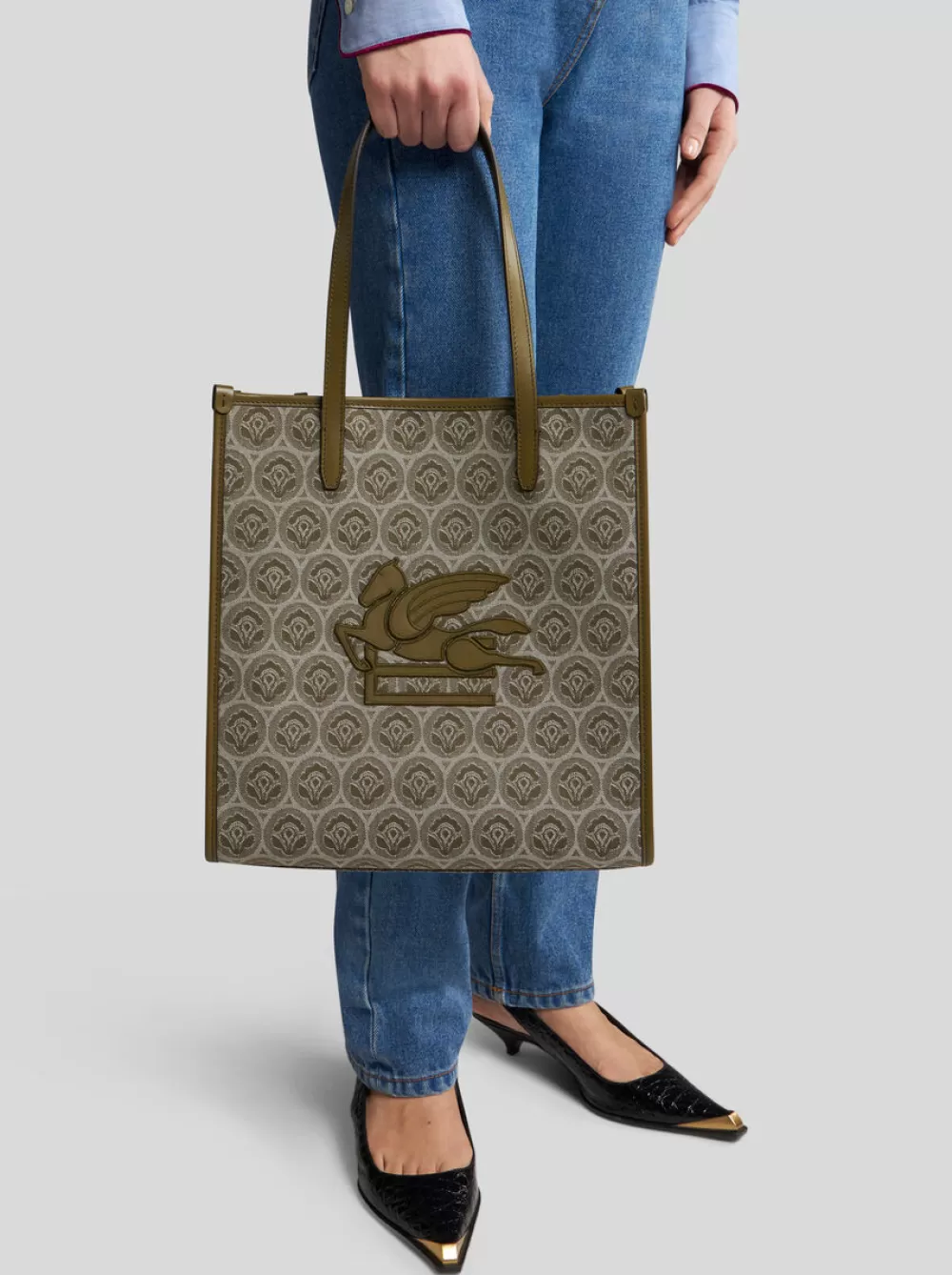 Donna ETRO Etro Love Trotter | Shopping Bags>BORSA LOVE TROTTER MEDIA IN DENIM JACQUARD