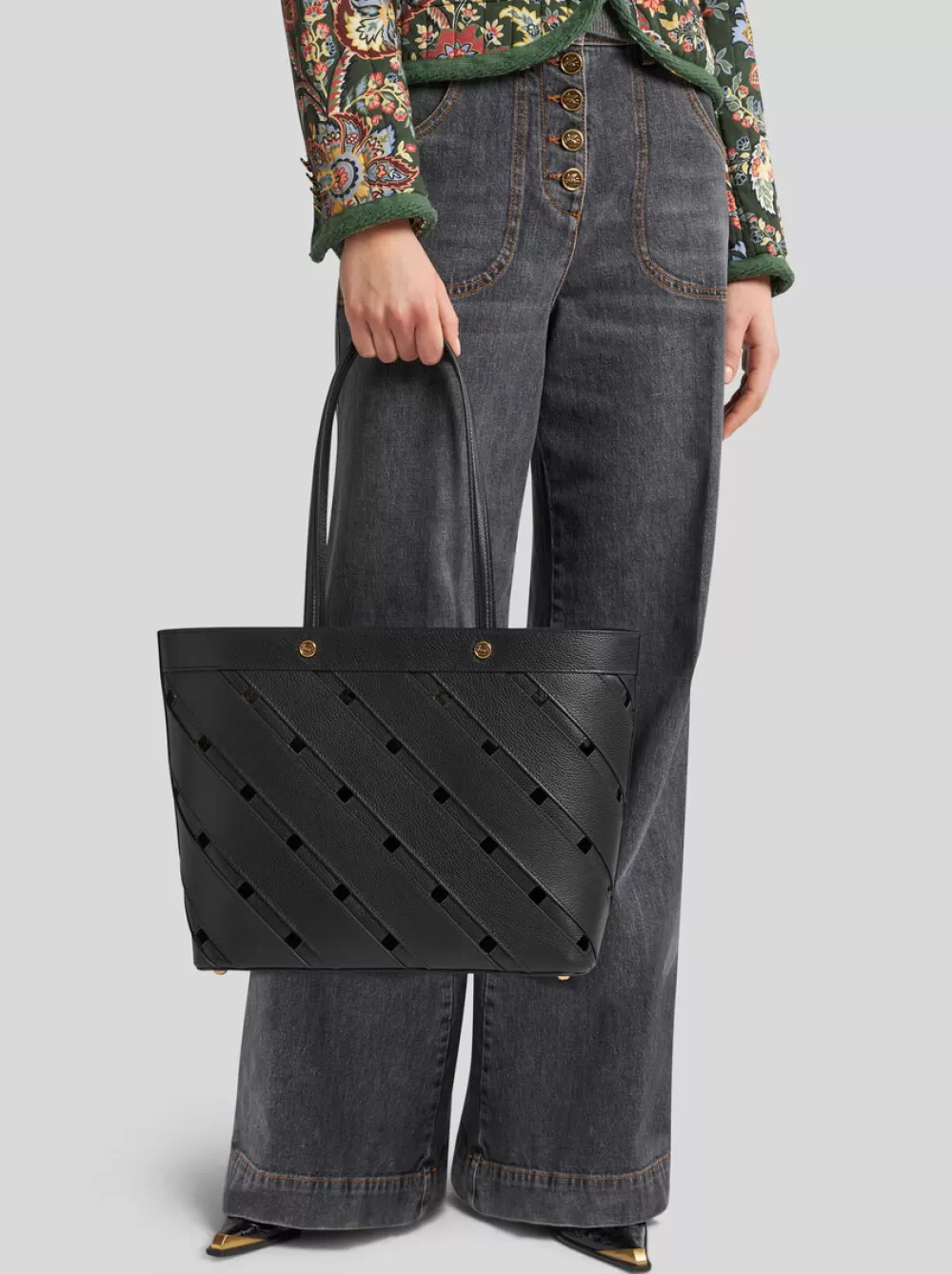 Donna ETRO Shopping Bags | Shopping Bags>BORSA SHOPPING MEDIA CON DETTAGLI CUT-OUT