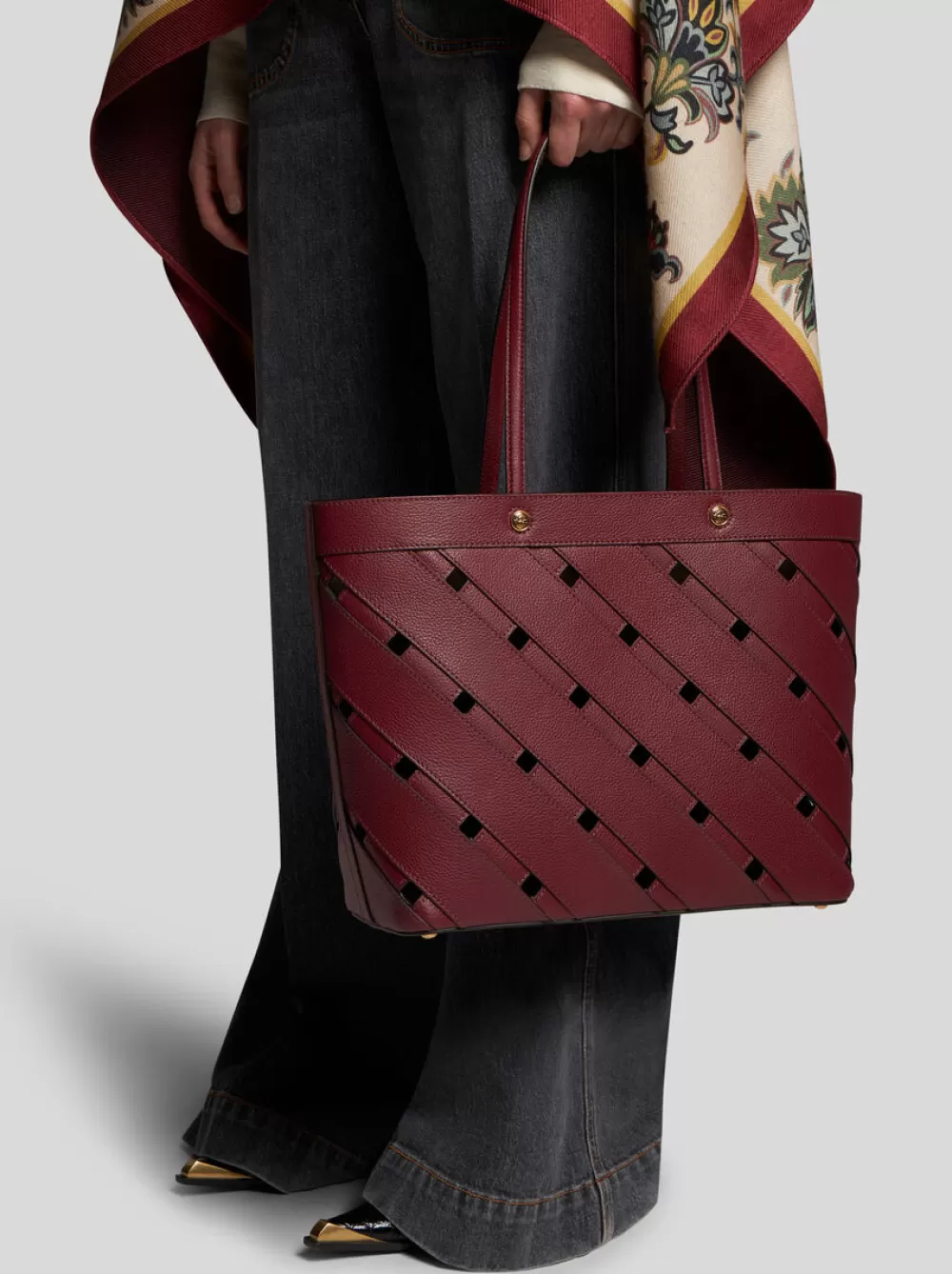 Donna ETRO Shopping Bags | Shopping Bags>BORSA SHOPPING MEDIA CON DETTAGLI CUT-OUT