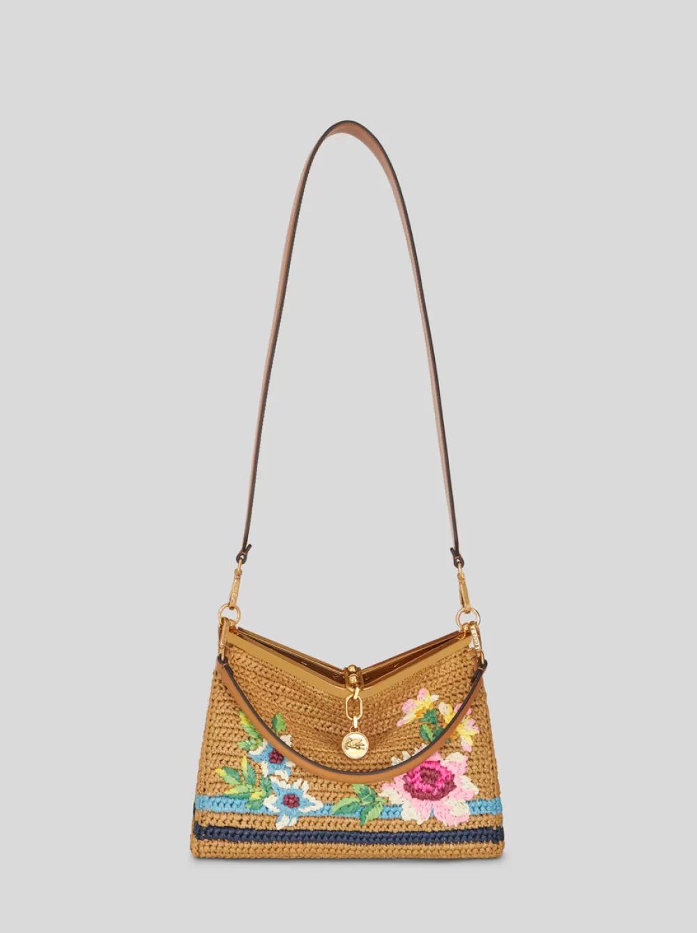 Donna ETRO Etro Vela | Borse Tracolla>BORSA VELA MEDIA IN RAFIA CON RICAMO