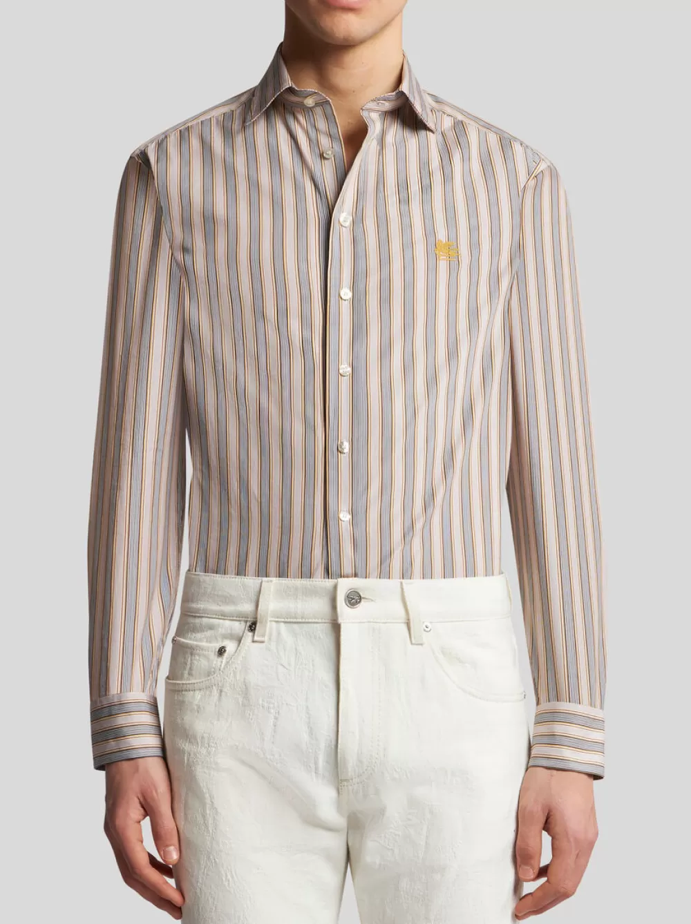 Uomo ETRO Camicie>CAMICIA A RIGHE CON PEGASO