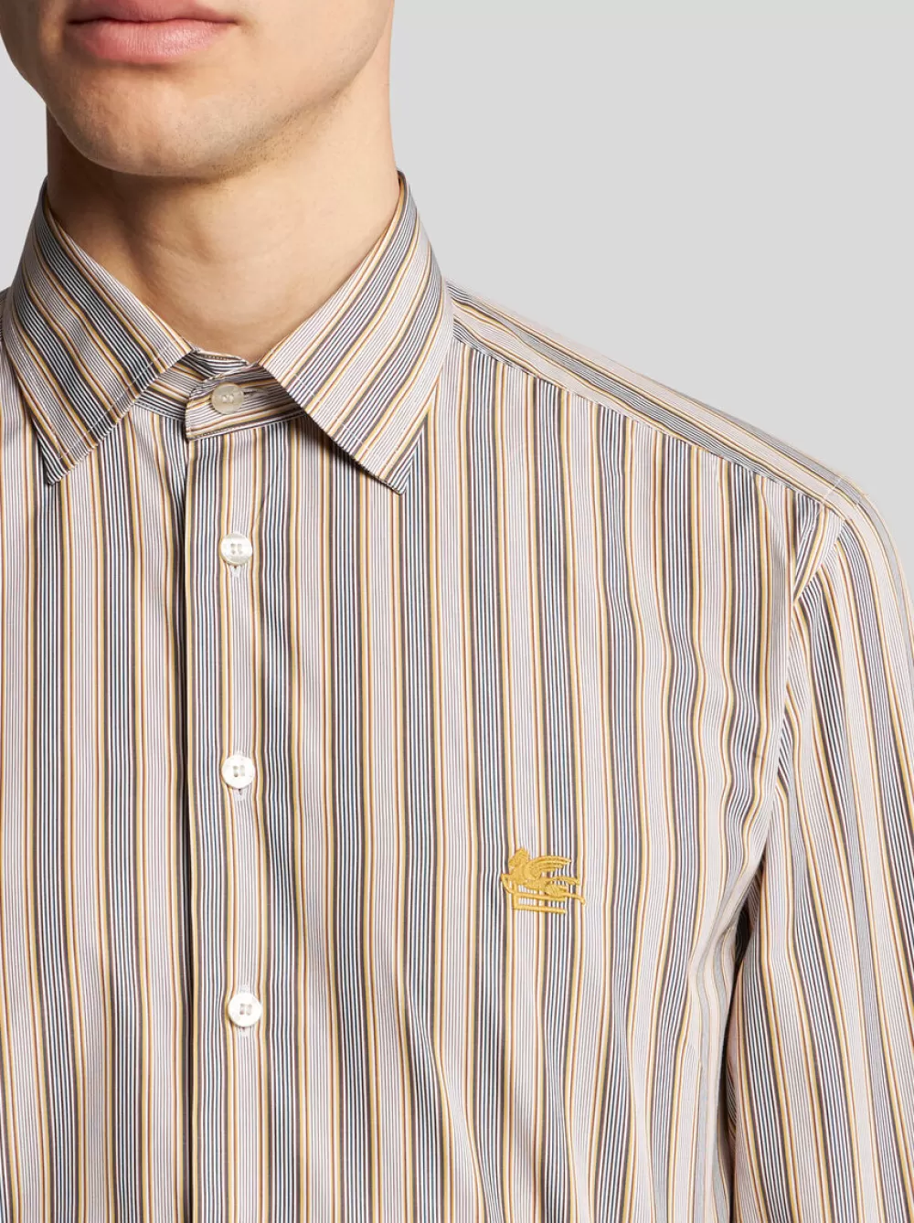 Uomo ETRO Camicie>CAMICIA A RIGHE CON PEGASO