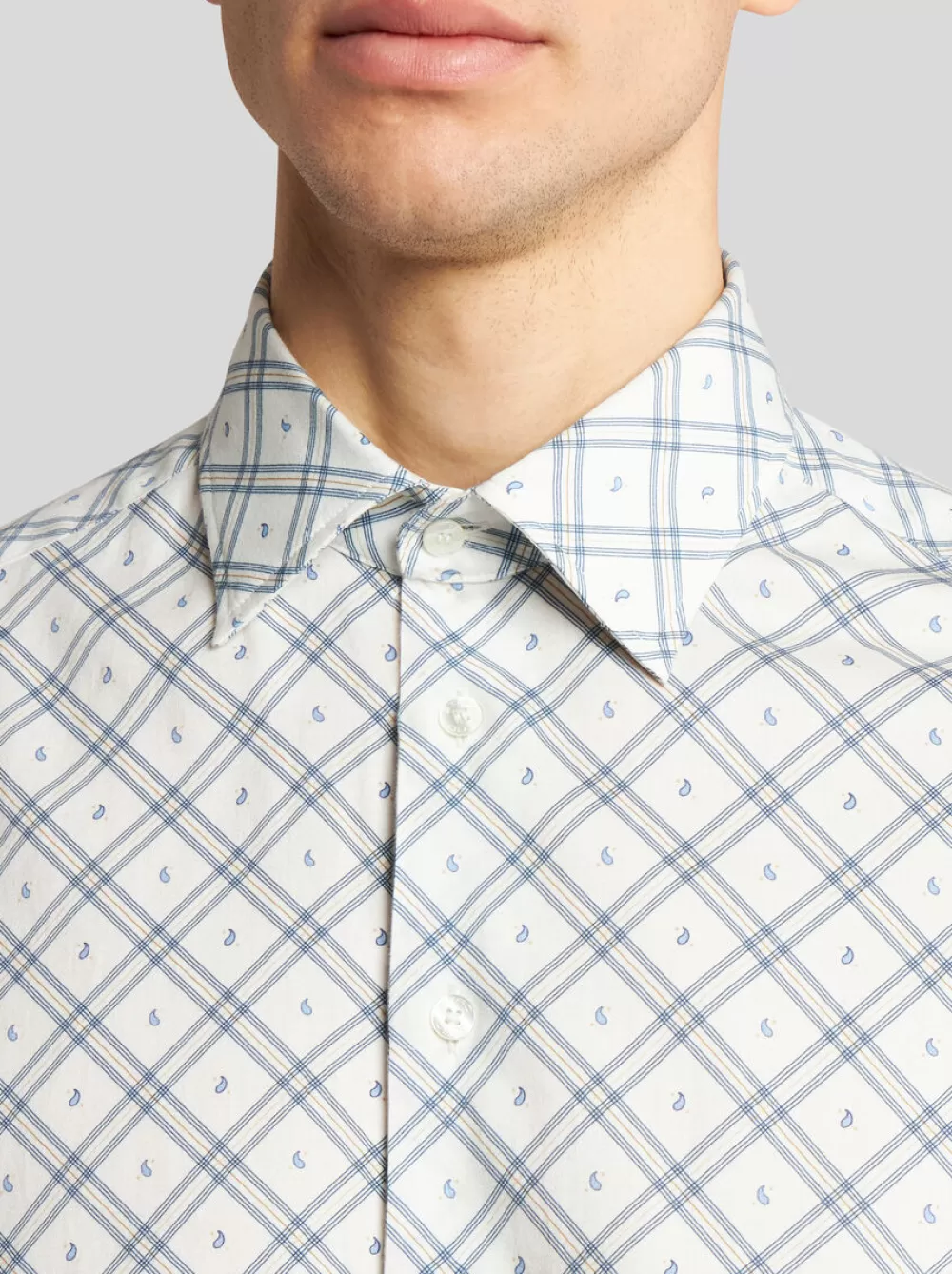 Uomo ETRO Camicie>CAMICIA CHECK CON MICRO PAISLEY