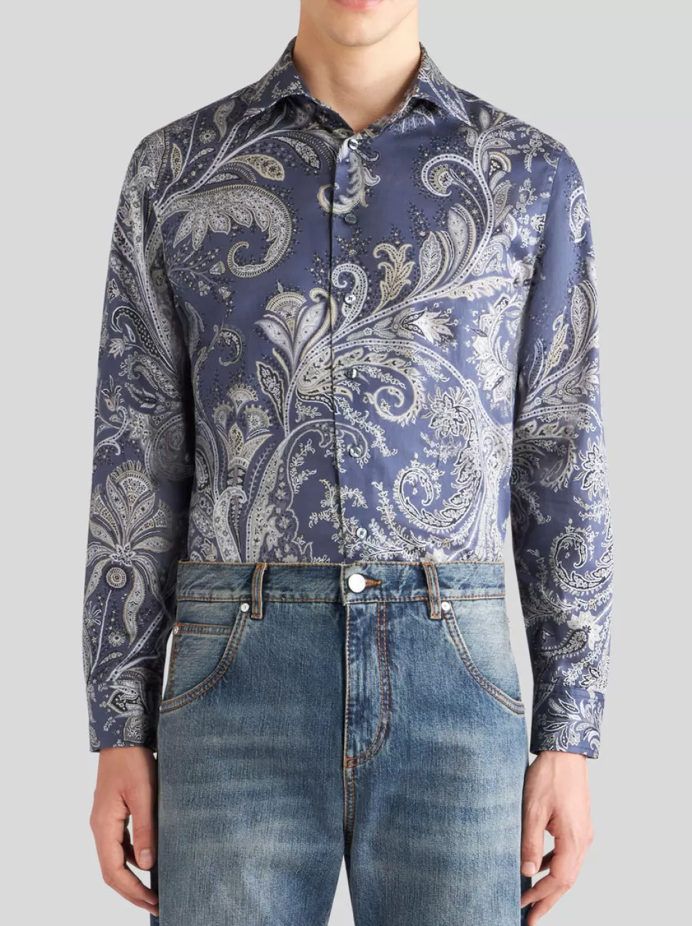 Uomo ETRO Camicie>CAMICIA IN COTONE CON MOTIVO PAISLEY