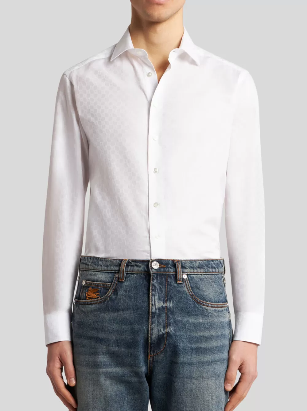 Uomo ETRO Camicie>CAMICIA IN COTONE JACQUARD