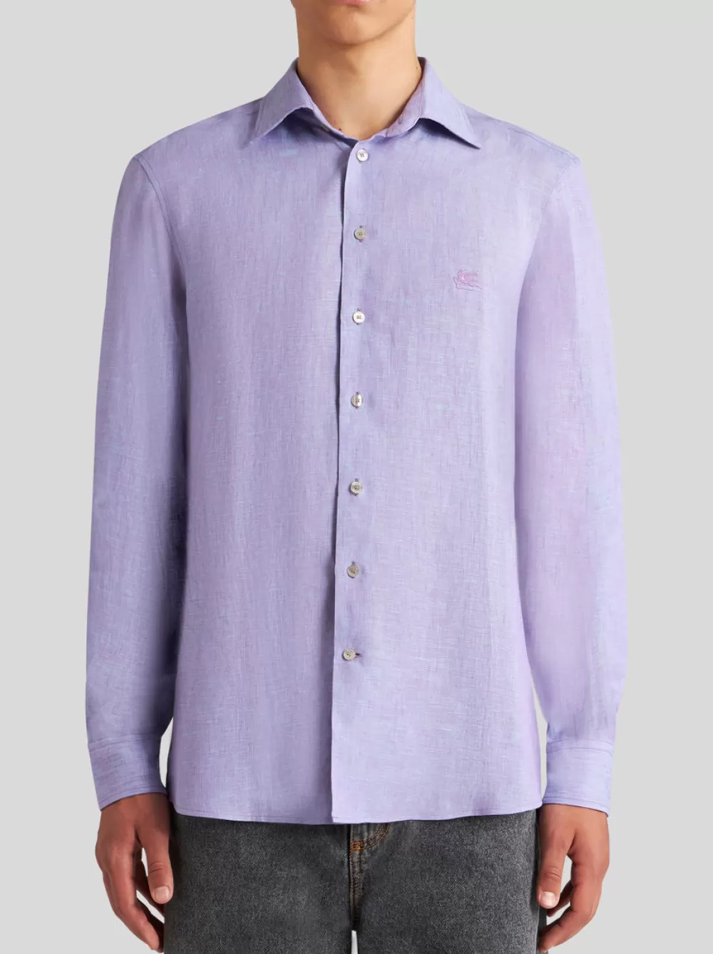 Uomo ETRO Camicie>CAMICIA IN LINO CON LOGO