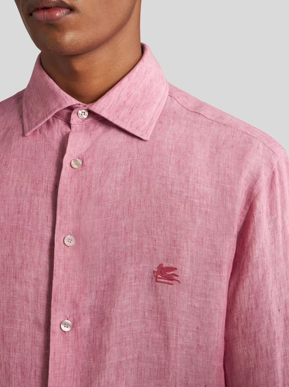 Uomo ETRO Camicie>CAMICIA IN LINO CON LOGO