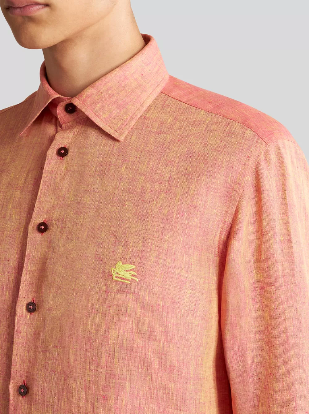 Uomo ETRO Camicie>CAMICIA IN LINO CON LOGO