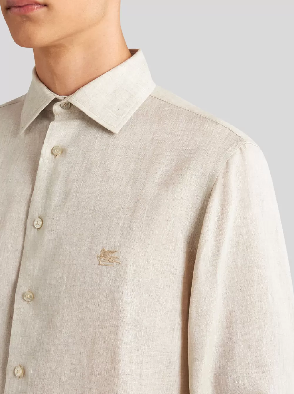 Uomo ETRO Camicie>CAMICIA IN LINO CON LOGO