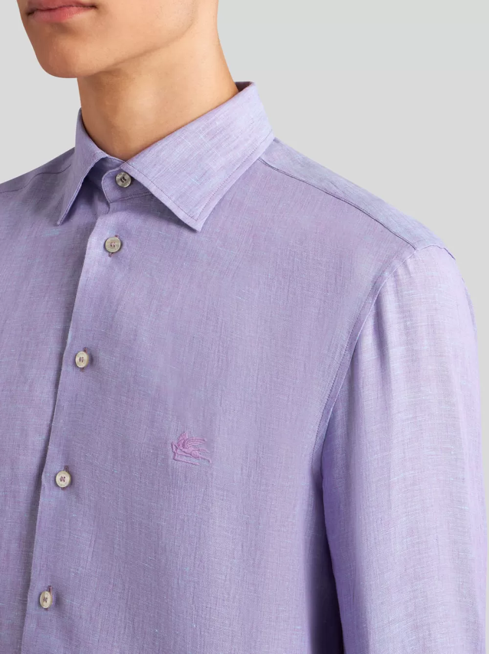 Uomo ETRO Camicie>CAMICIA IN LINO CON LOGO