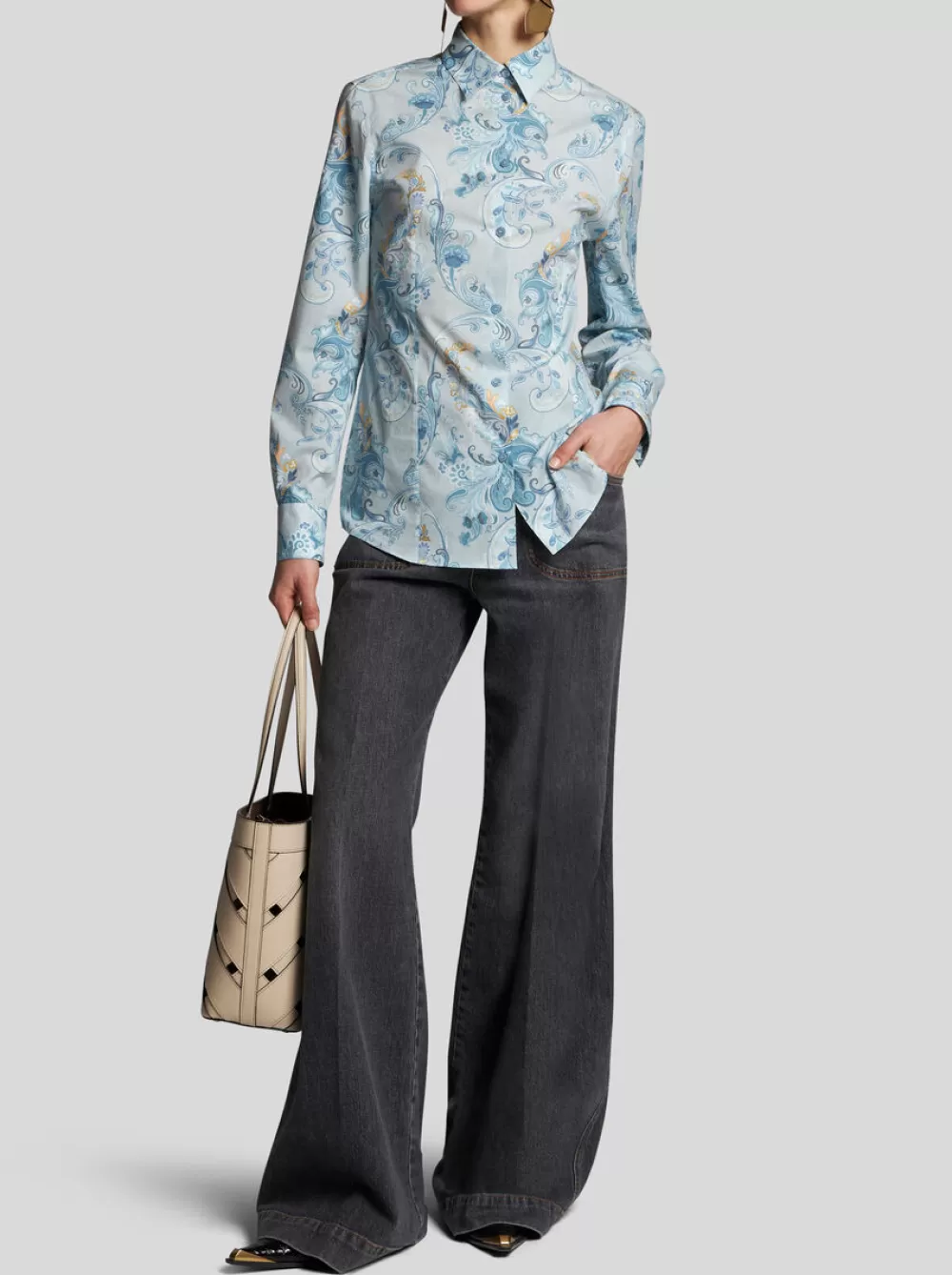 Donna ETRO Camicie E Bluse>CAMICIA IN POPELINE CON STAMPA PAISLEY