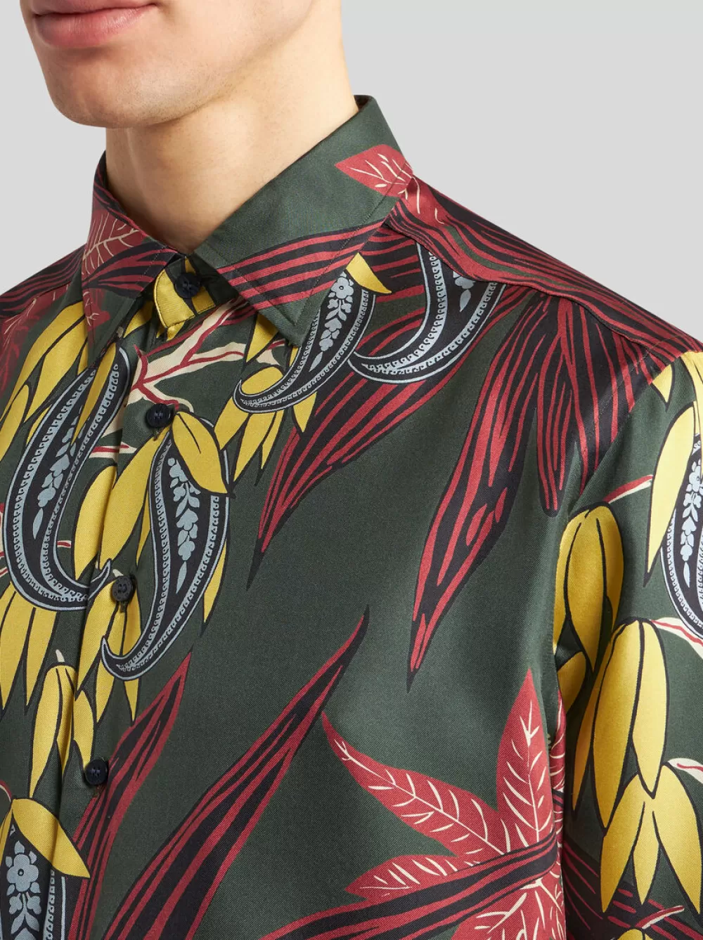 Uomo ETRO Camicie>CAMICIA IN SETA STAMPATA