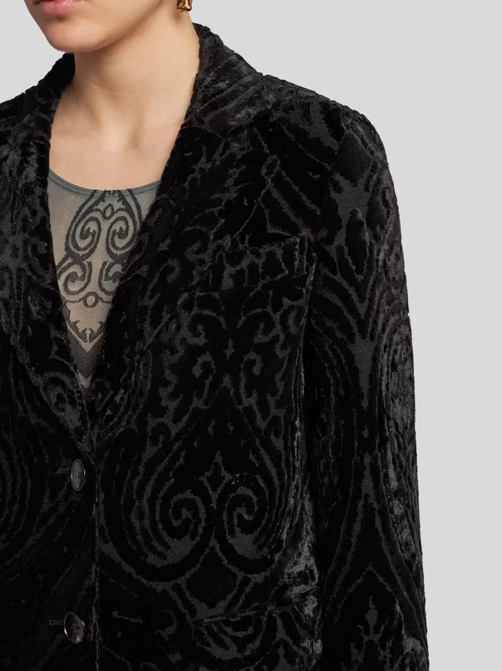 Donna ETRO Cappotti E Capispalla>CAPPOTTO JACQUARD IN VELLUTO