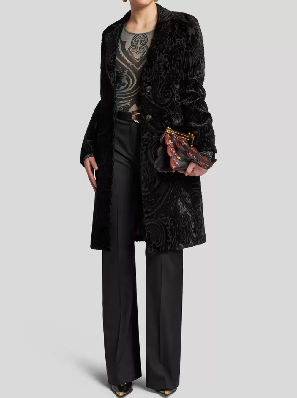 Donna ETRO Cappotti E Capispalla>CAPPOTTO JACQUARD IN VELLUTO