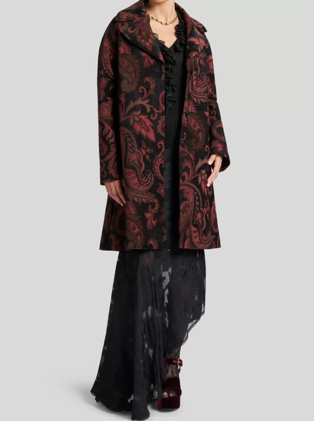 Donna ETRO Cappotti E Capispalla>CAPPOTTO MIDI JACQUARD