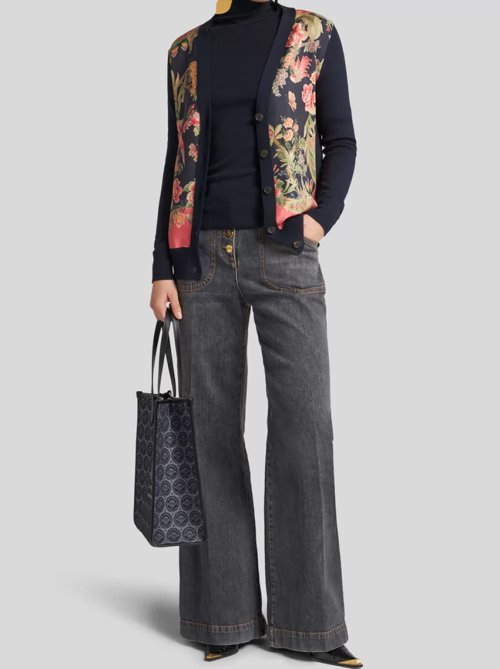 Donna ETRO Maglieria>CARDIGAN IN LANA CON STAMPA