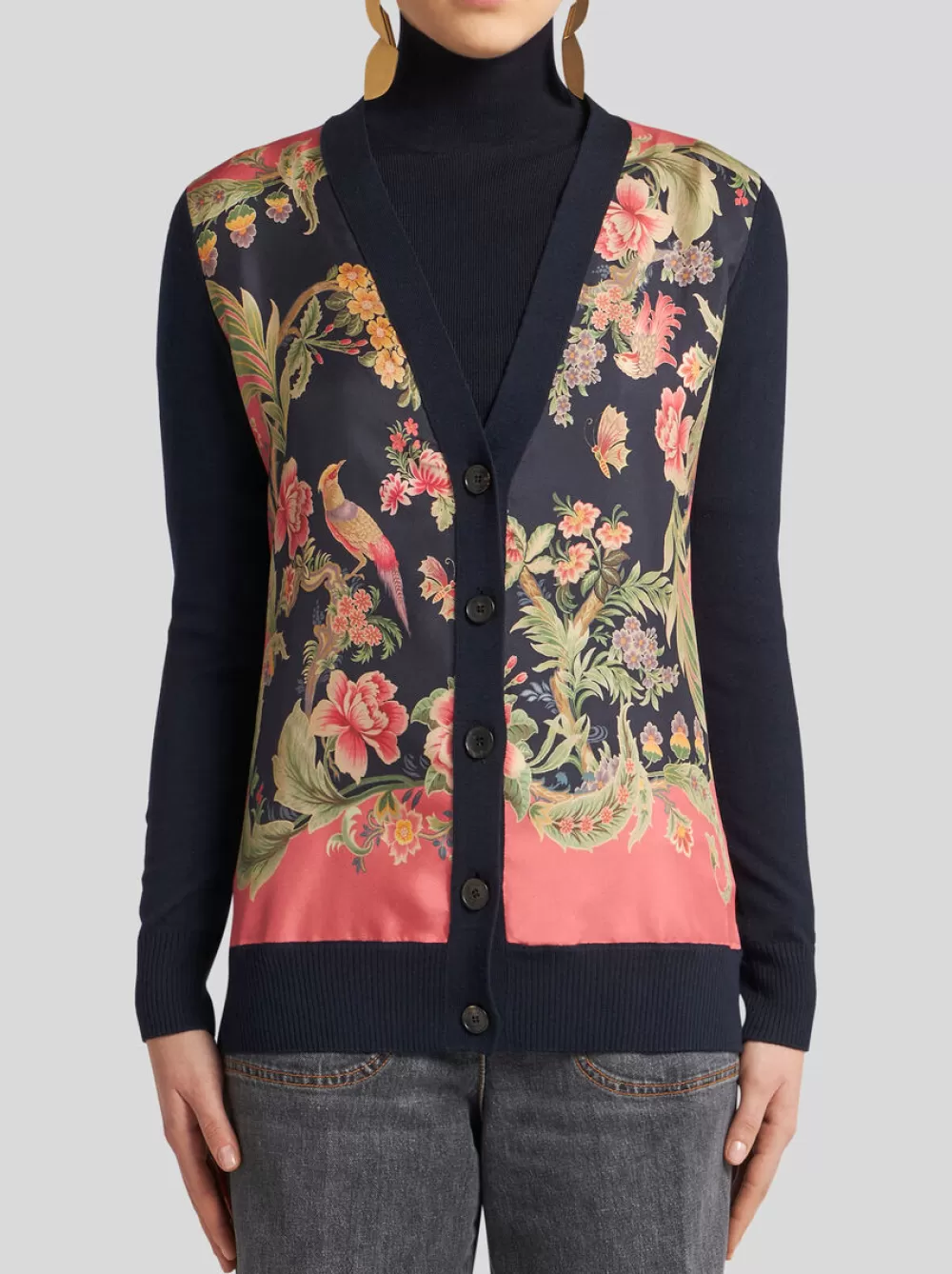 Donna ETRO Maglieria>CARDIGAN IN LANA CON STAMPA