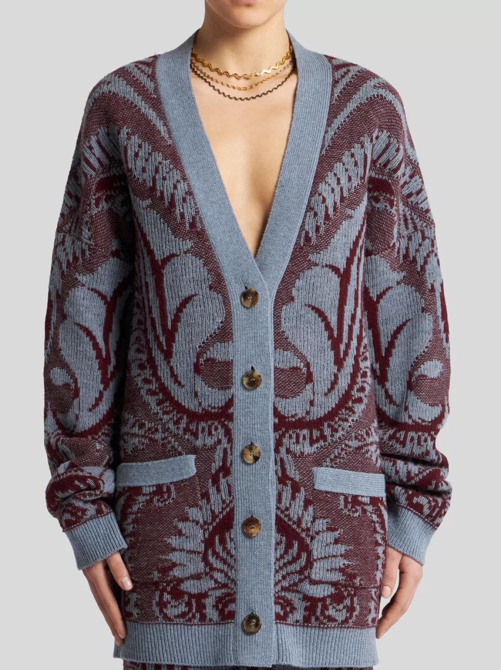 Donna ETRO Maglieria>CARDIGAN IN LANA JACQUARD