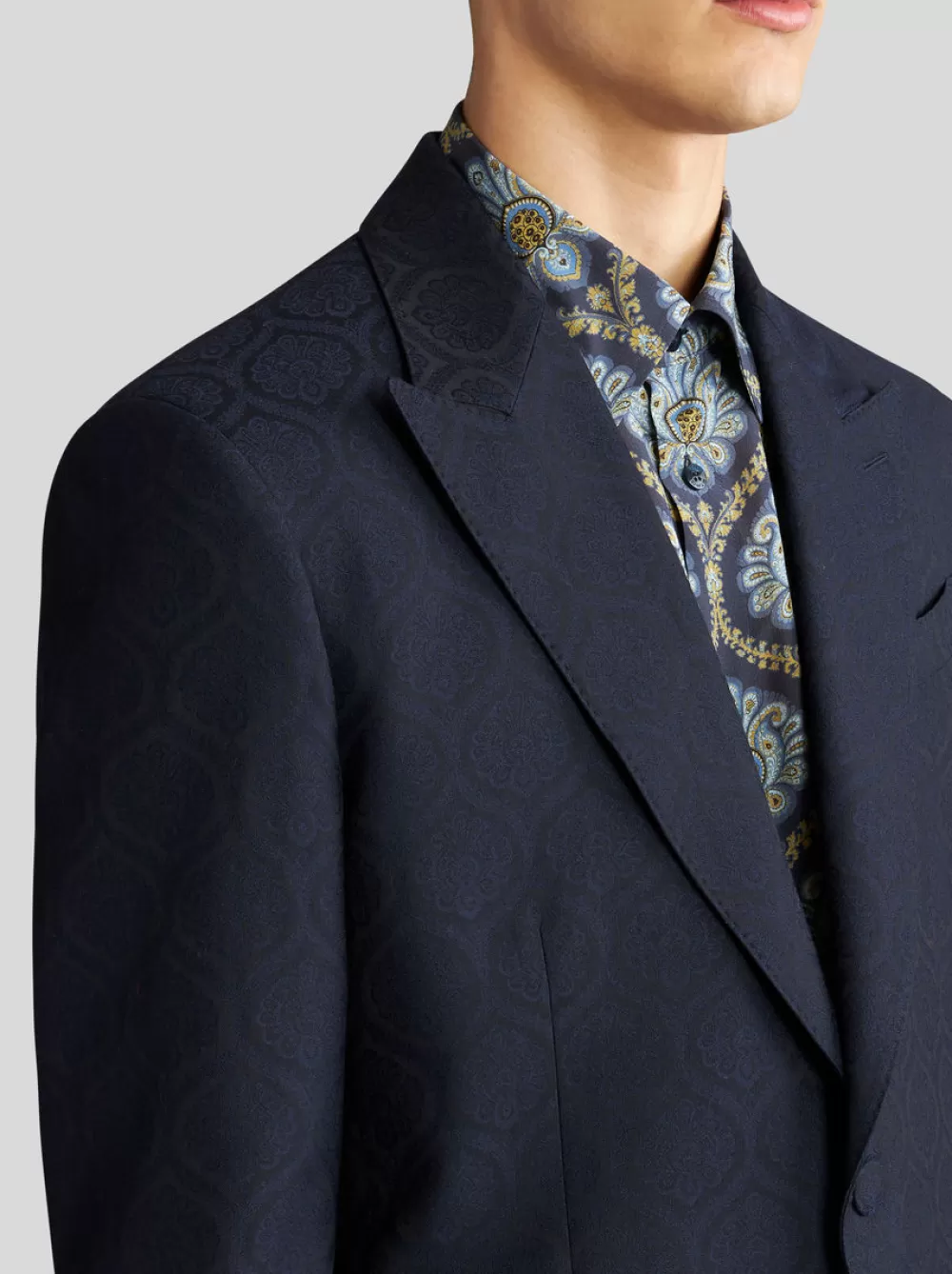 Uomo ETRO Giacche>GIACCA IN COTONE E LANA JACQUARD