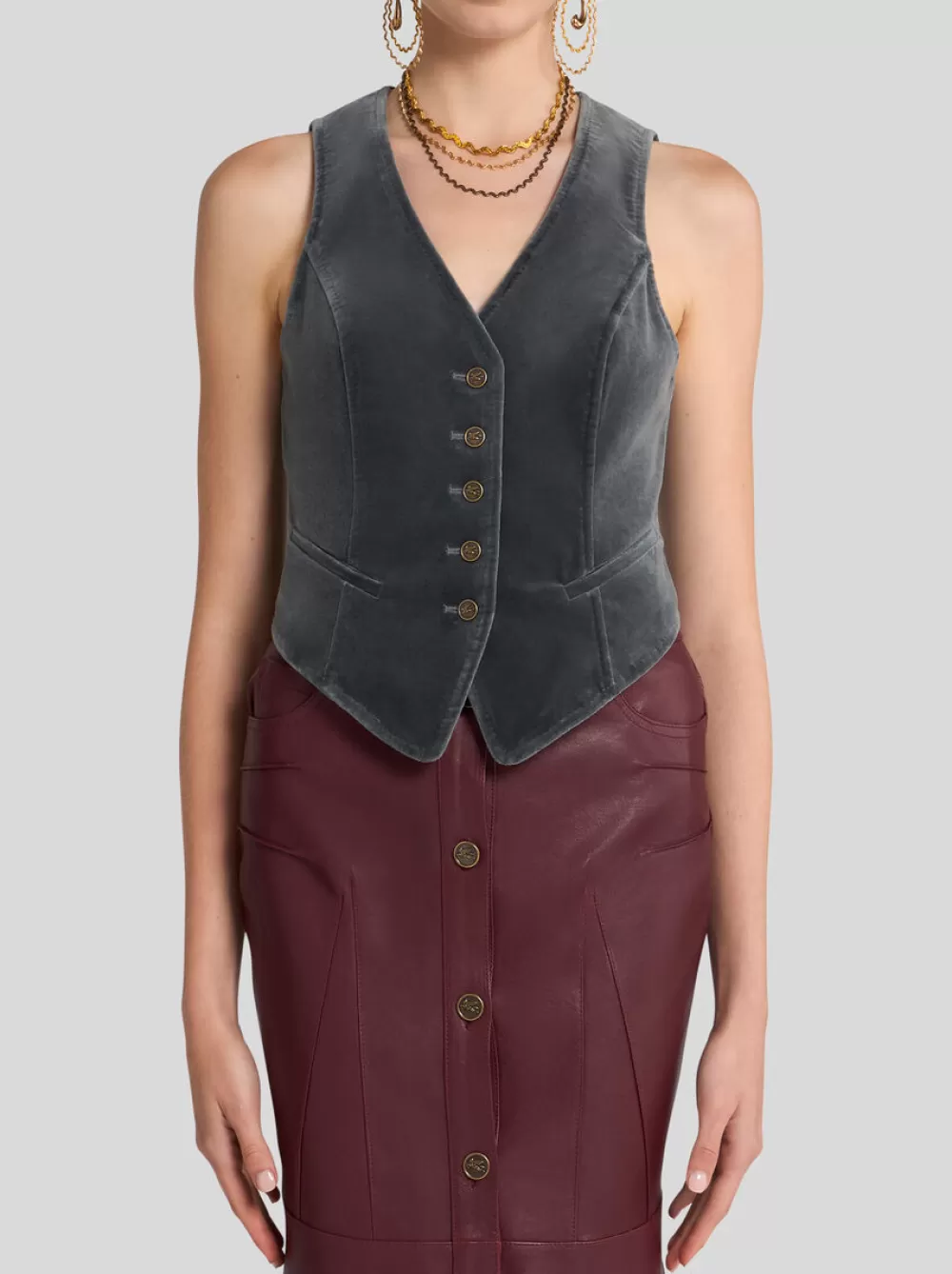 Donna ETRO Giacche>GILET IN VELLUTO