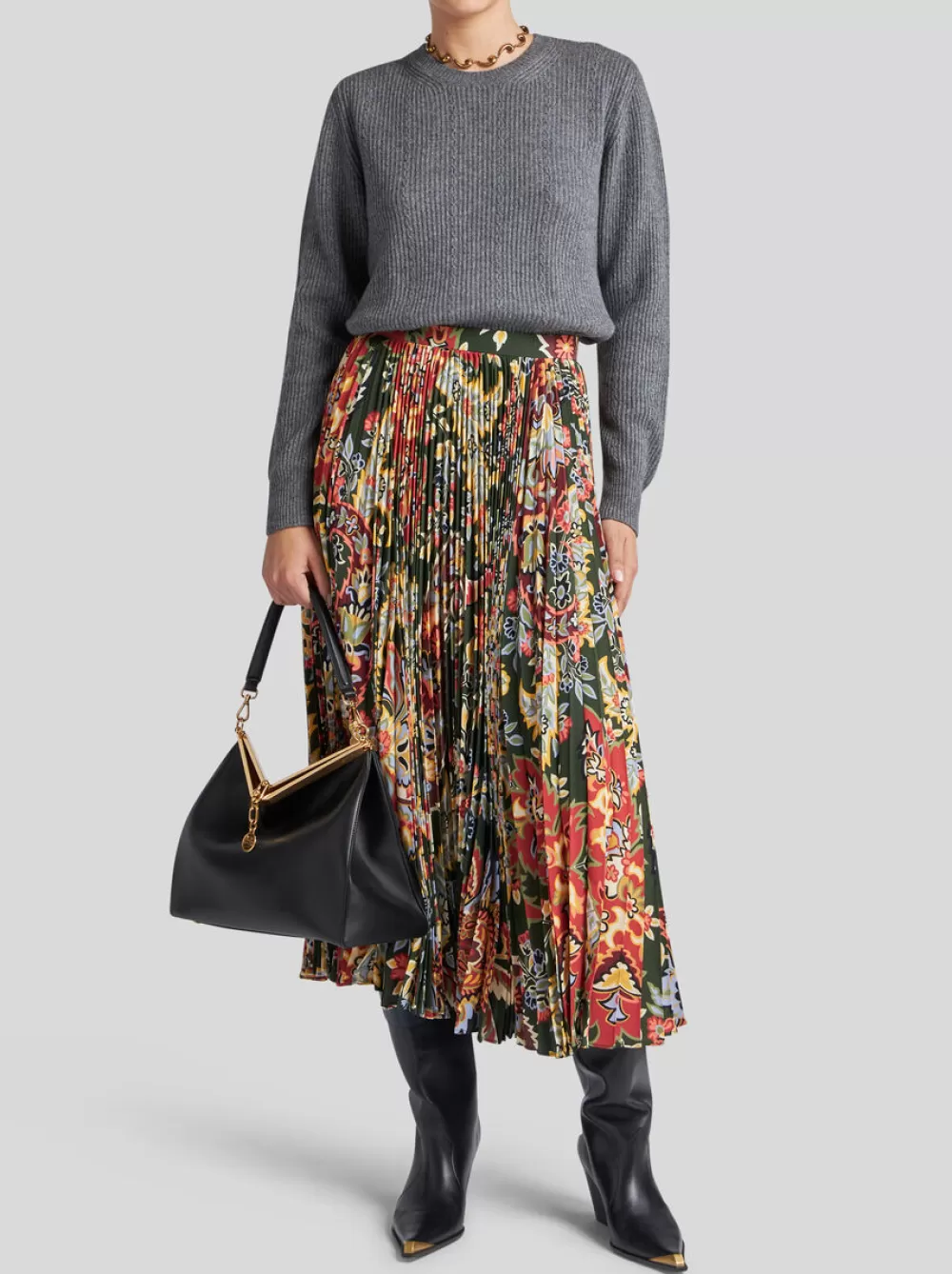 Donna ETRO Gonne>GONNA PLISSÉ CON STAMPA PAISLEY