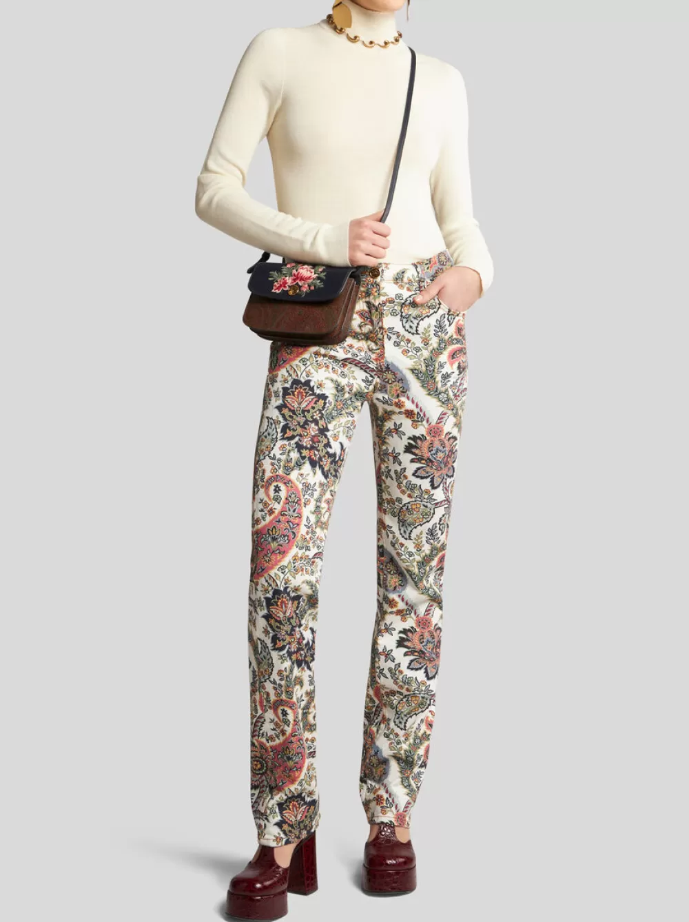 Donna ETRO Denim>JEANS CON STAMPA PAISLEY