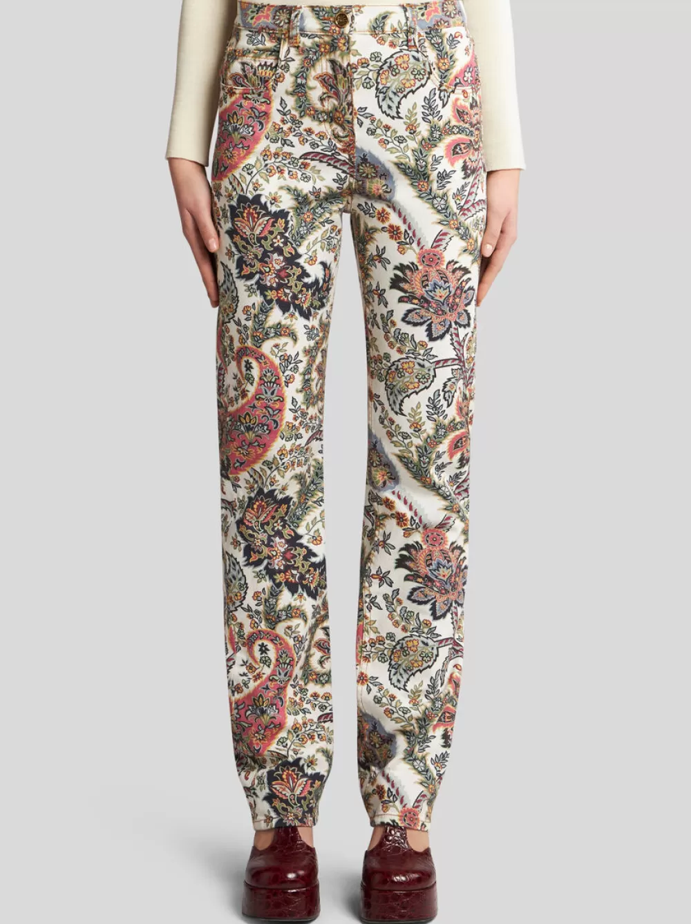 Donna ETRO Denim>JEANS CON STAMPA PAISLEY