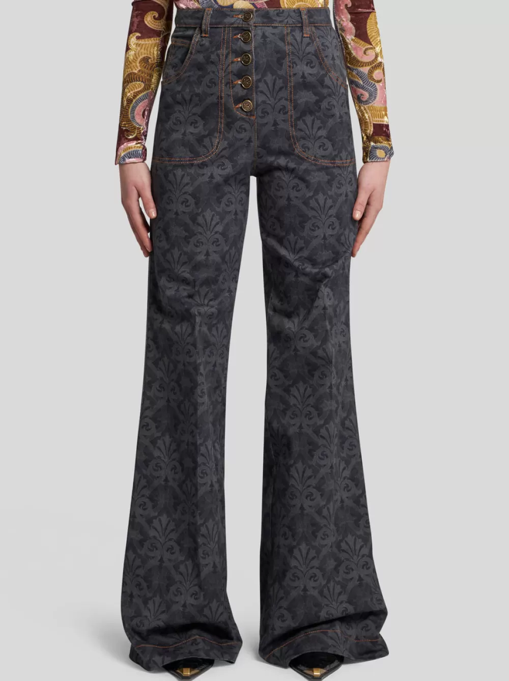 Donna ETRO Denim>JEANS FLARE CON STAMPA