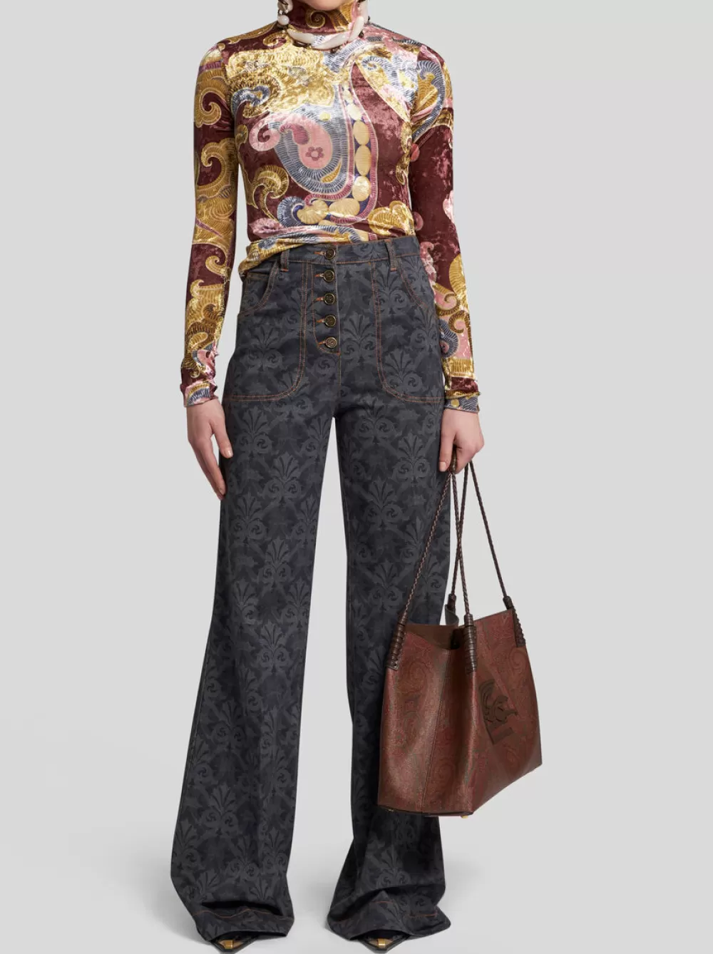 Donna ETRO Denim>JEANS FLARE CON STAMPA