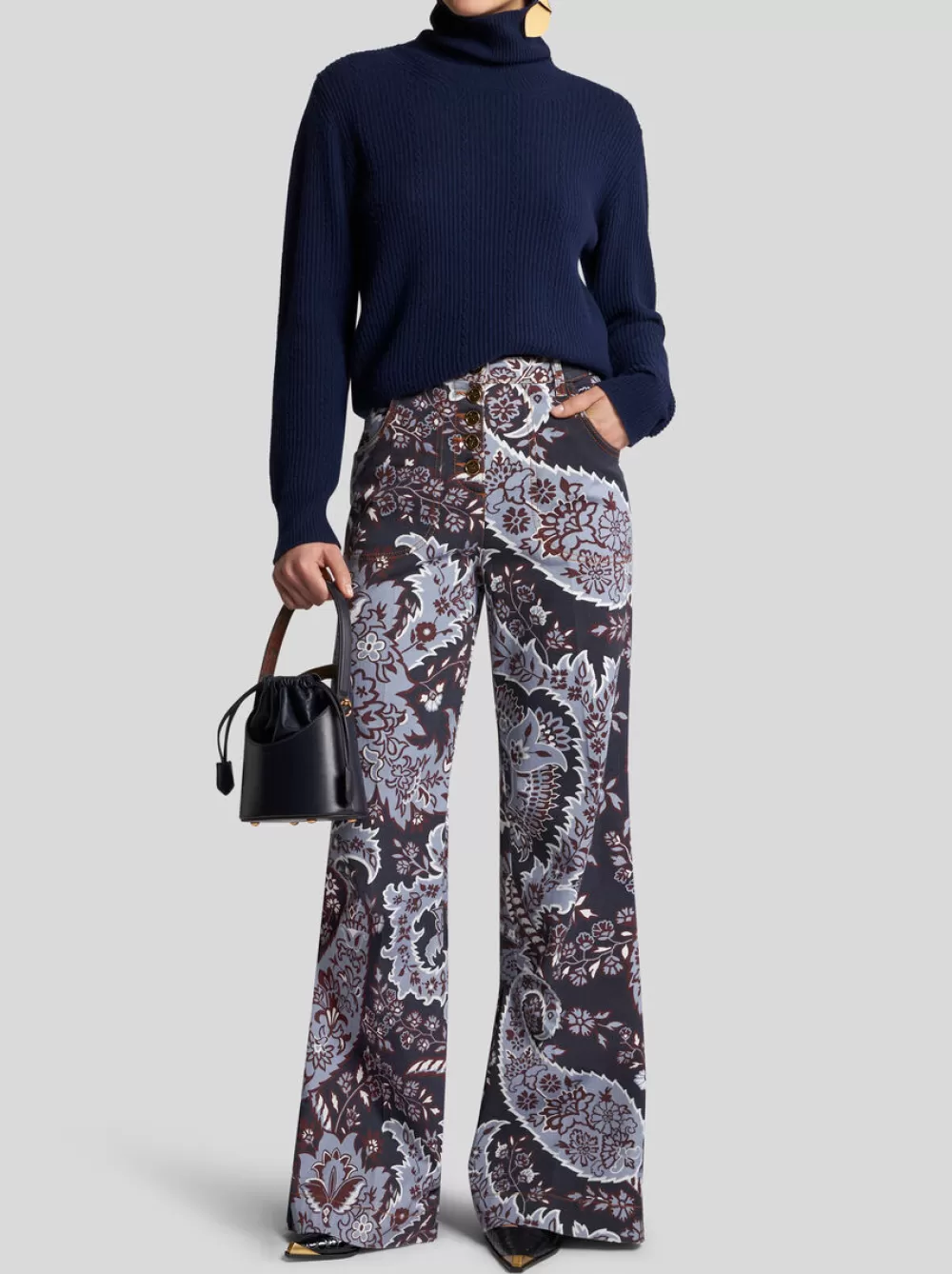 Donna ETRO Denim>JEANS FLARE CON STAMPA PAISLEY