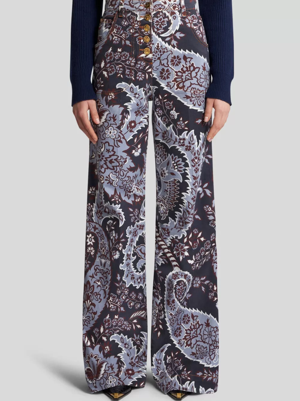 Donna ETRO Denim>JEANS FLARE CON STAMPA PAISLEY