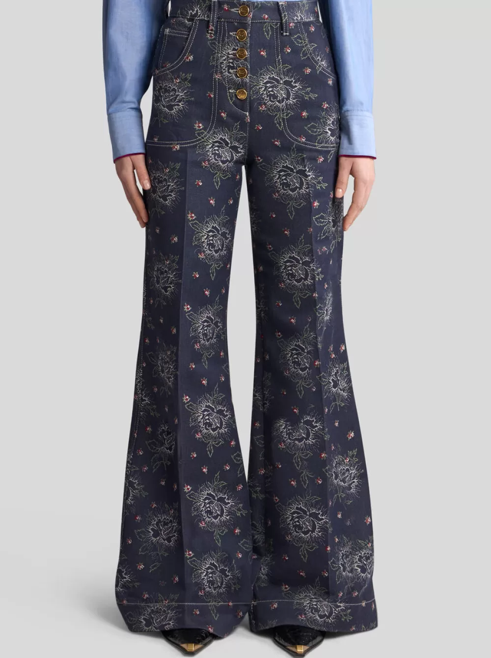 Donna ETRO Denim | Pantaloni>JEANS FLARE JACQUARD