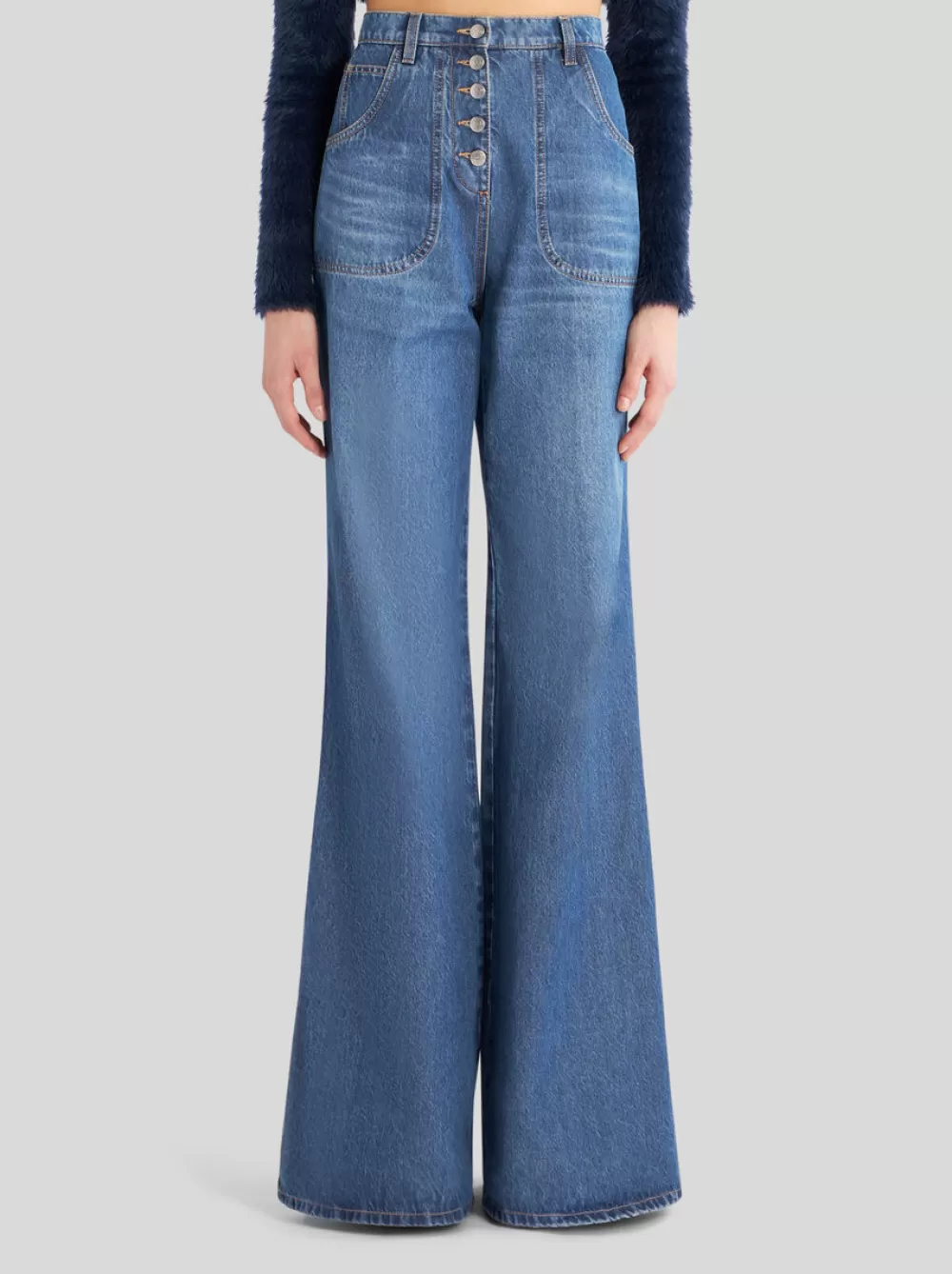 Donna ETRO Denim>JEANS FLARED CON RICAMI