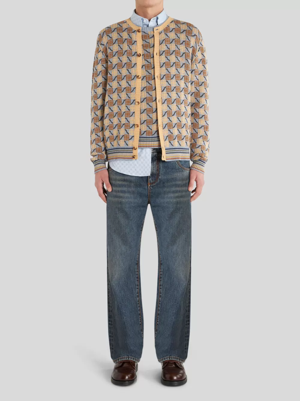 Uomo ETRO Denim>JEANS IN DENIM DI COTONE VINTAGE