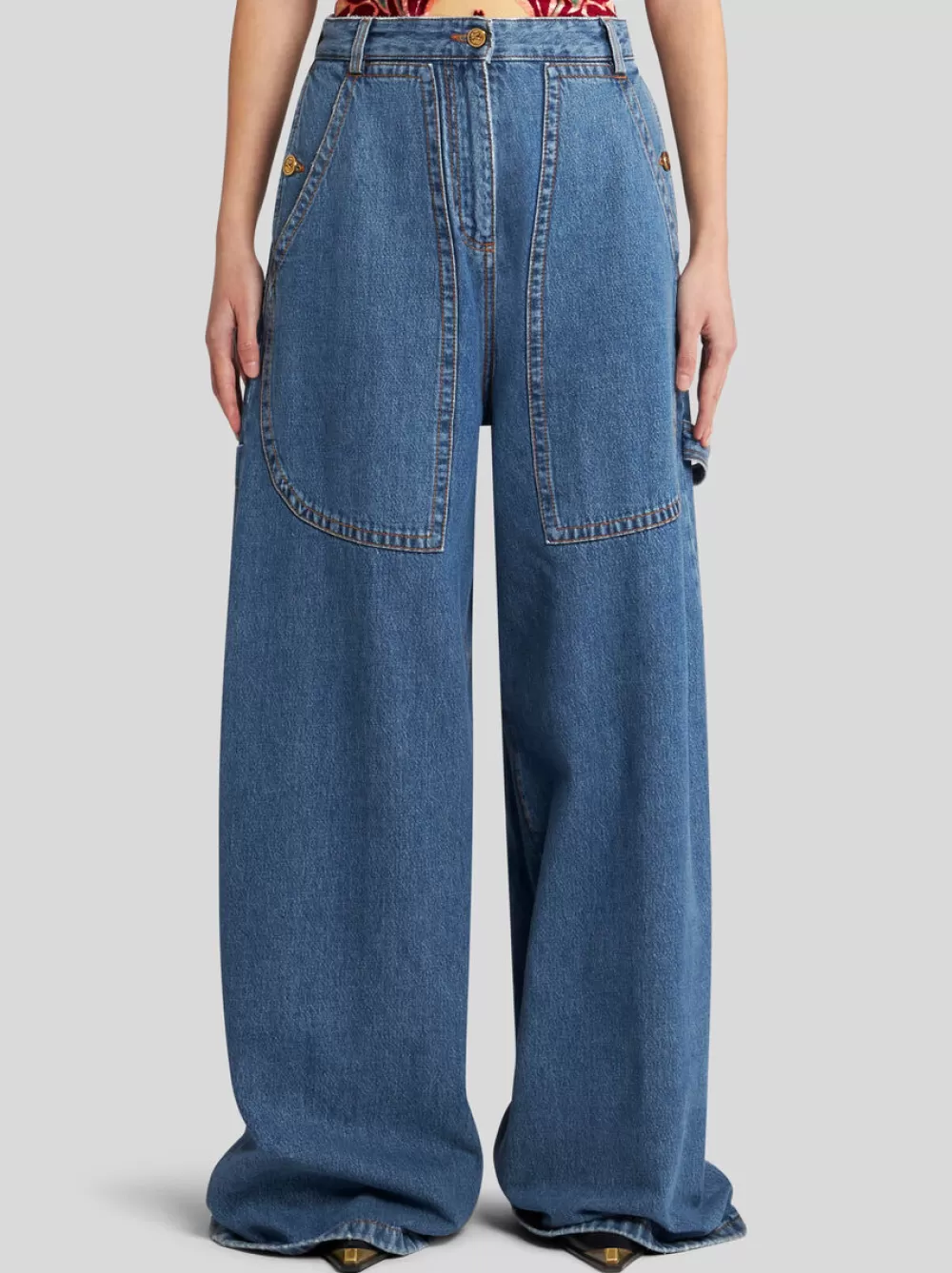 Donna ETRO Denim | Pantaloni>JEANS WIDE LEG IN DENIM