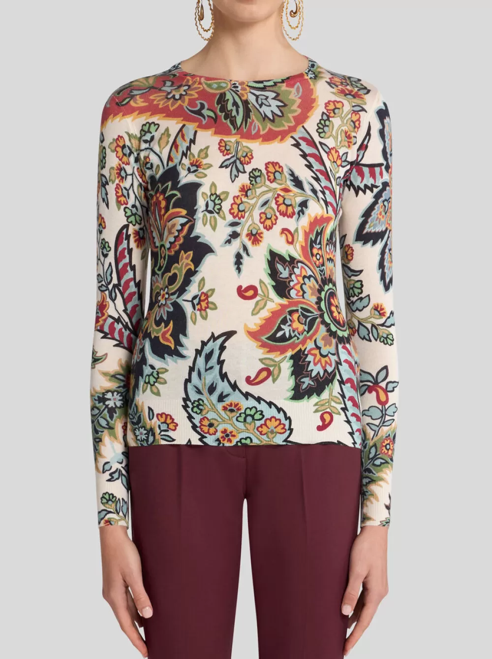 Donna ETRO Maglieria>MAGLIA PAISLEY IN CASHMERE E SETA