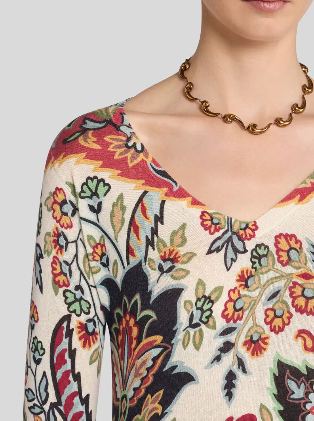 Donna ETRO Maglieria>MAGLIA PAISLEY IN CASHMERE E SETA