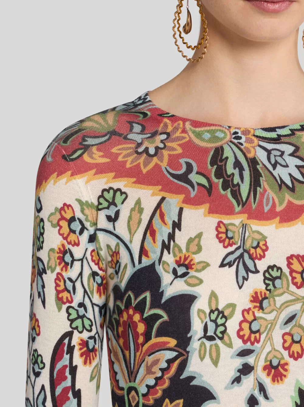 Donna ETRO Maglieria>MAGLIA PAISLEY IN CASHMERE E SETA