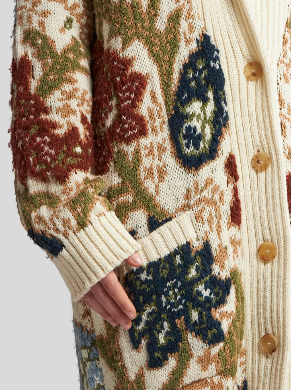 Donna ETRO Maglieria>MAXI CARDIGAN IN MAGLIA JACQUARD