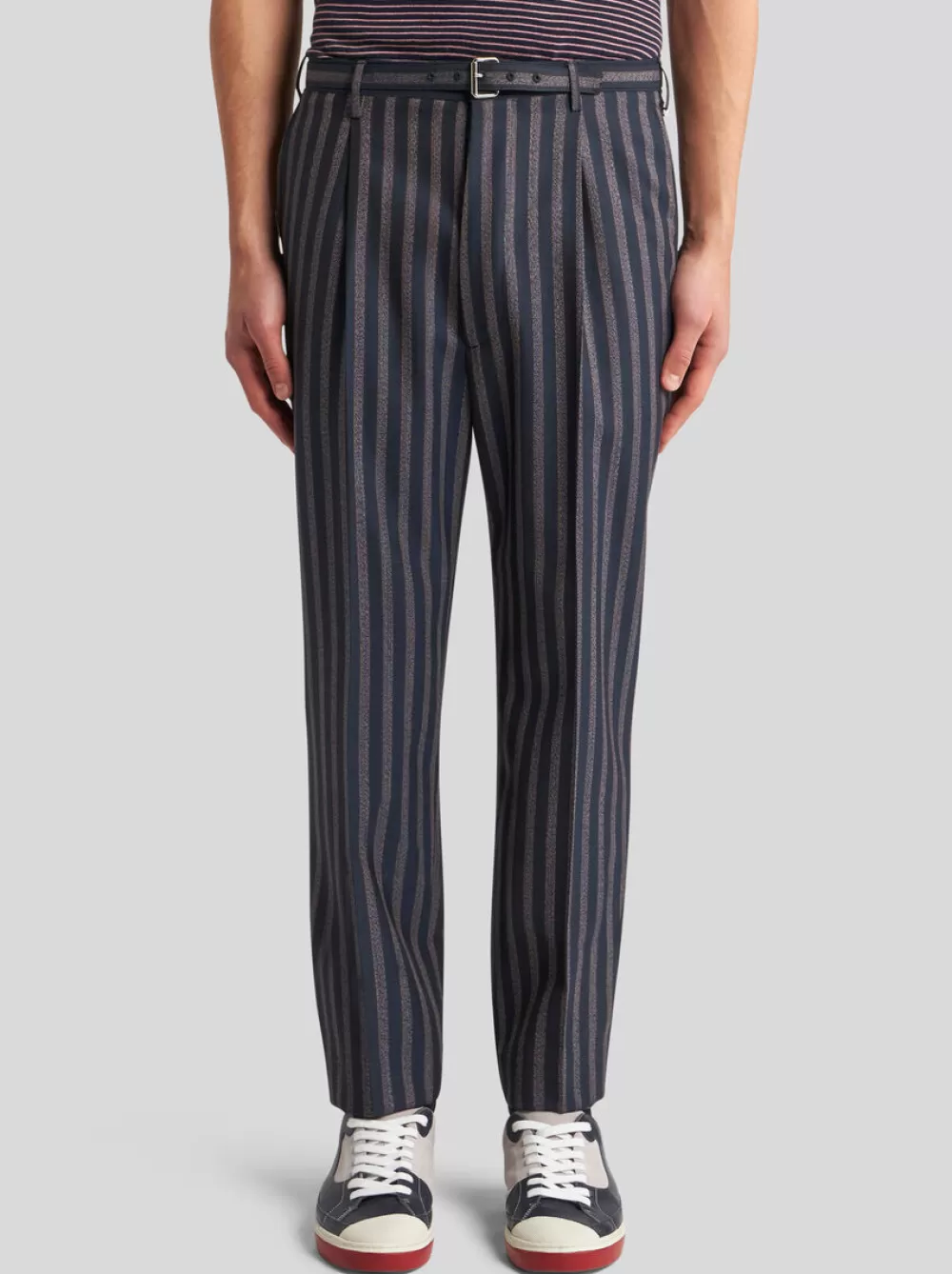 Uomo ETRO Pantaloni>PANTALONI A RIGHE CON CINTURA