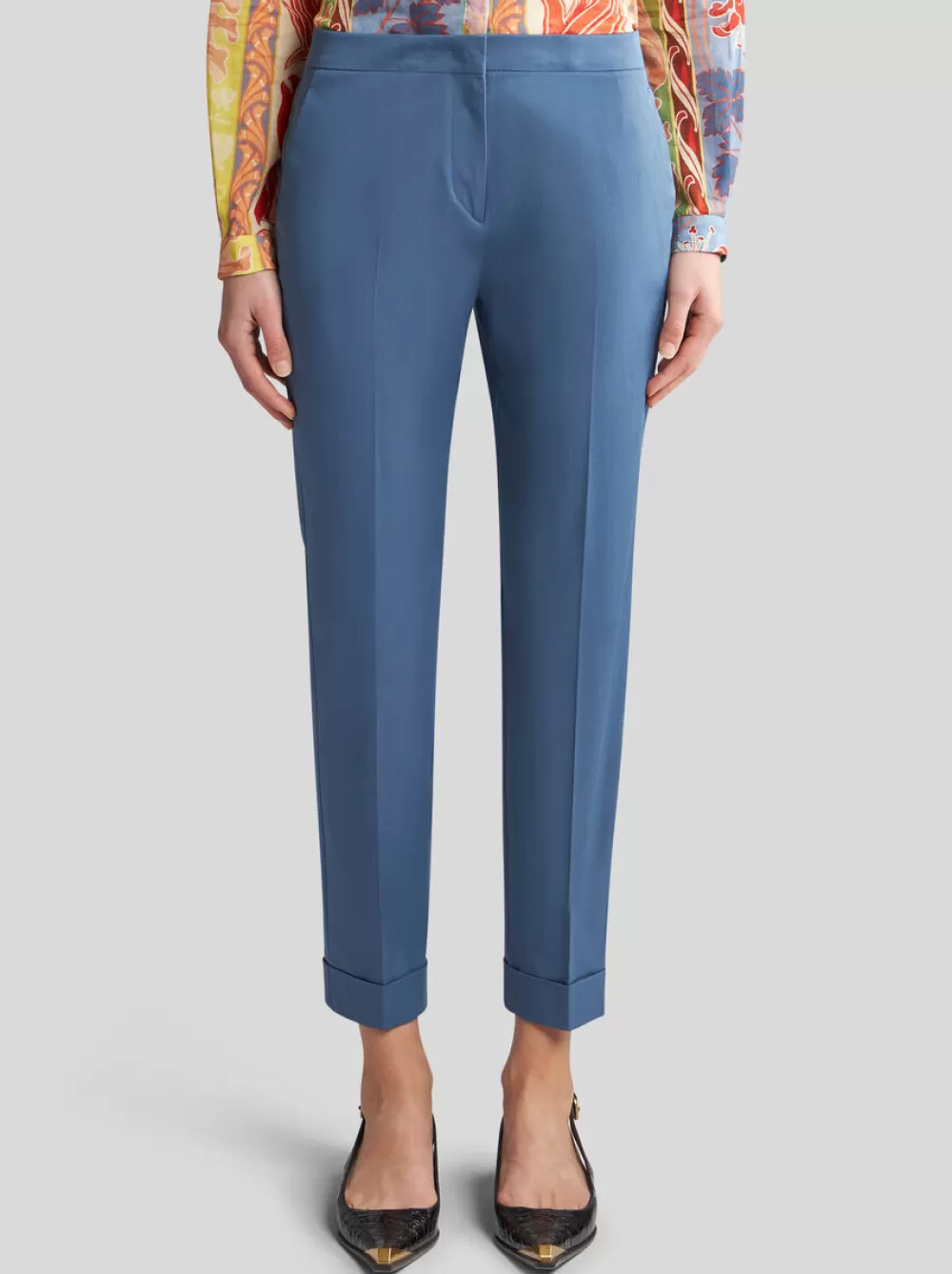 Donna ETRO Pantaloni>PANTALONI CROPPED IN COTONE STRETCH