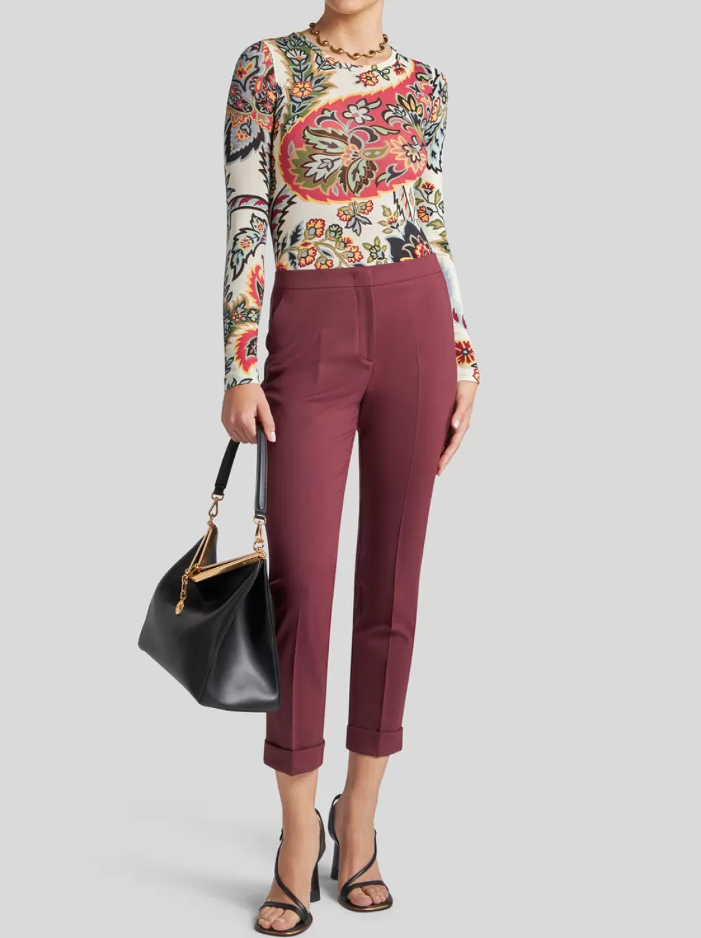 Donna ETRO Pantaloni>PANTALONI CROPPED IN LANA STRETCH