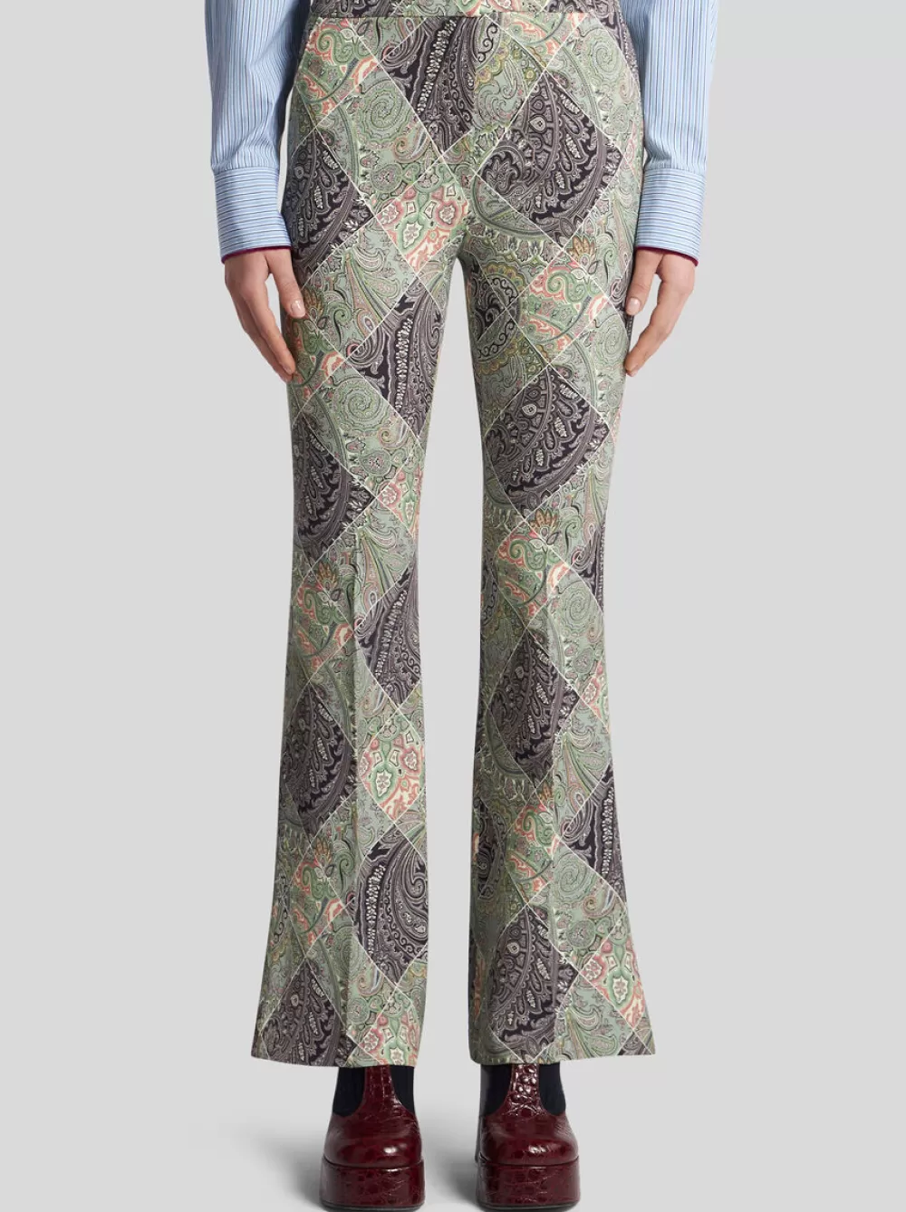 Donna ETRO Pantaloni>PANTALONI FLARE IN CADY STAMPATO