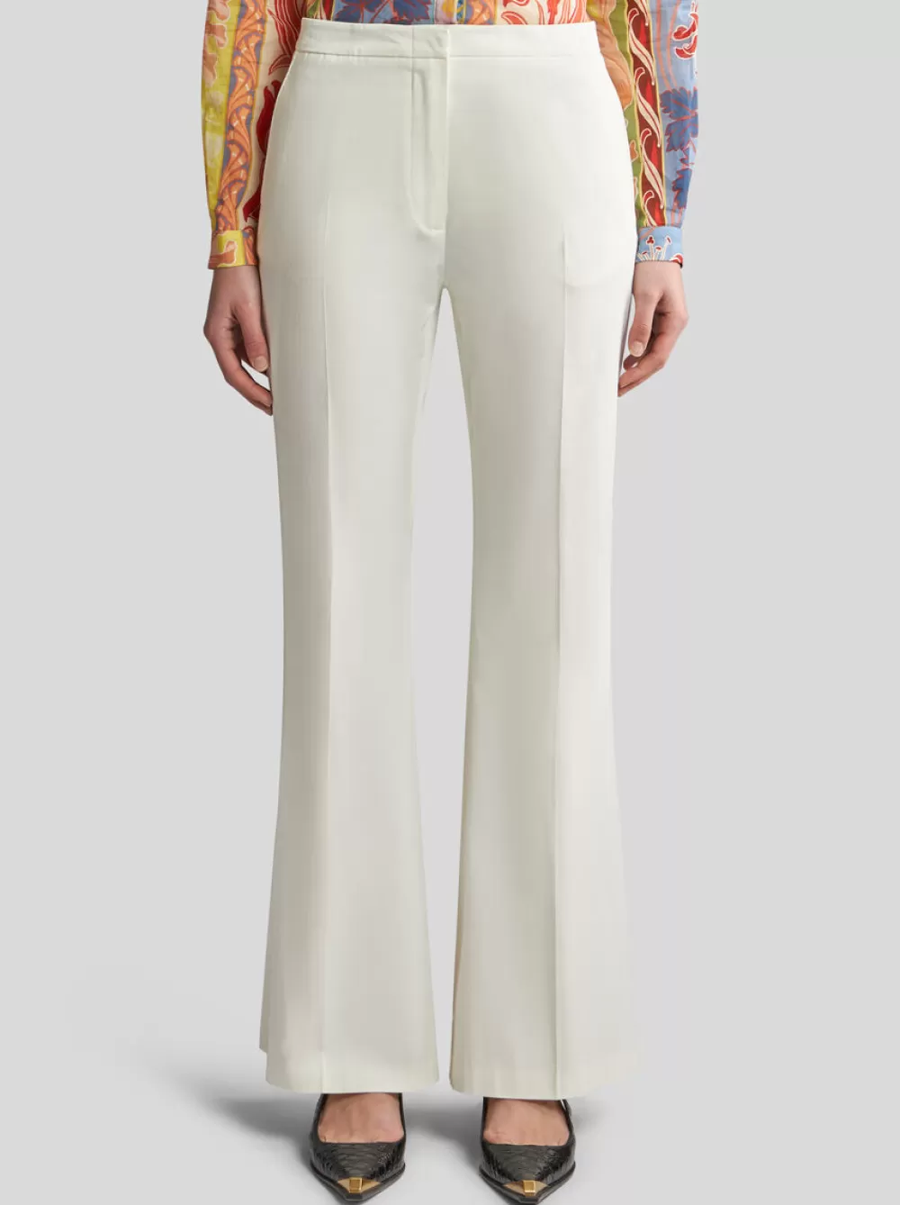 Donna ETRO Pantaloni>PANTALONI FLARE IN COTONE STRETCH